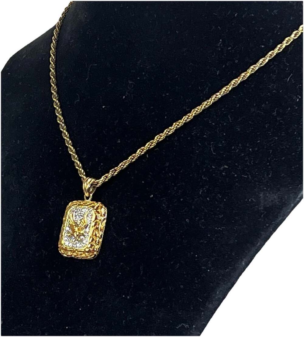 Vintage American Eagle Pendant Necklace Gold Vermeil 925 Sterling Silver- 15.8g